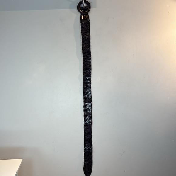 Nine West vintage eggplant purple 100% leather  weaved belt size large - Picture 8 of 11